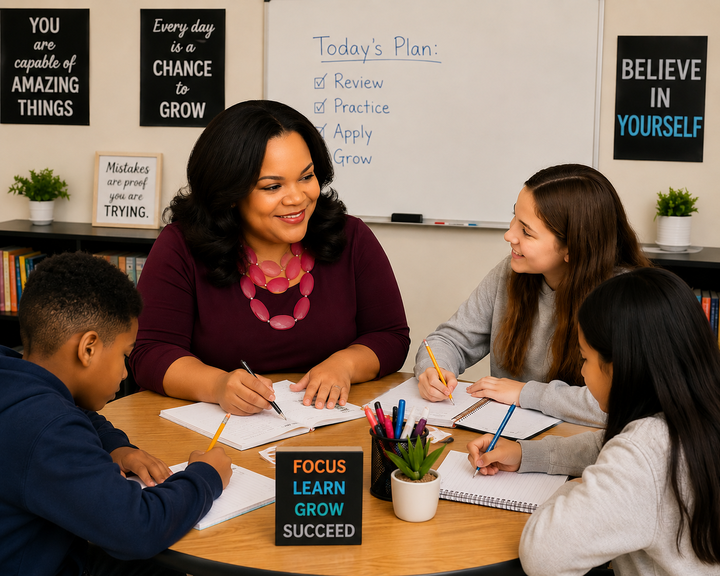Dr. Dabney working with students in a classroom